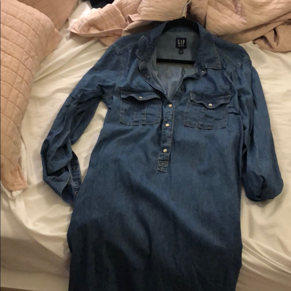 Blue denim shirt dress